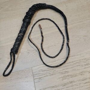 Black Braided Leather Whip